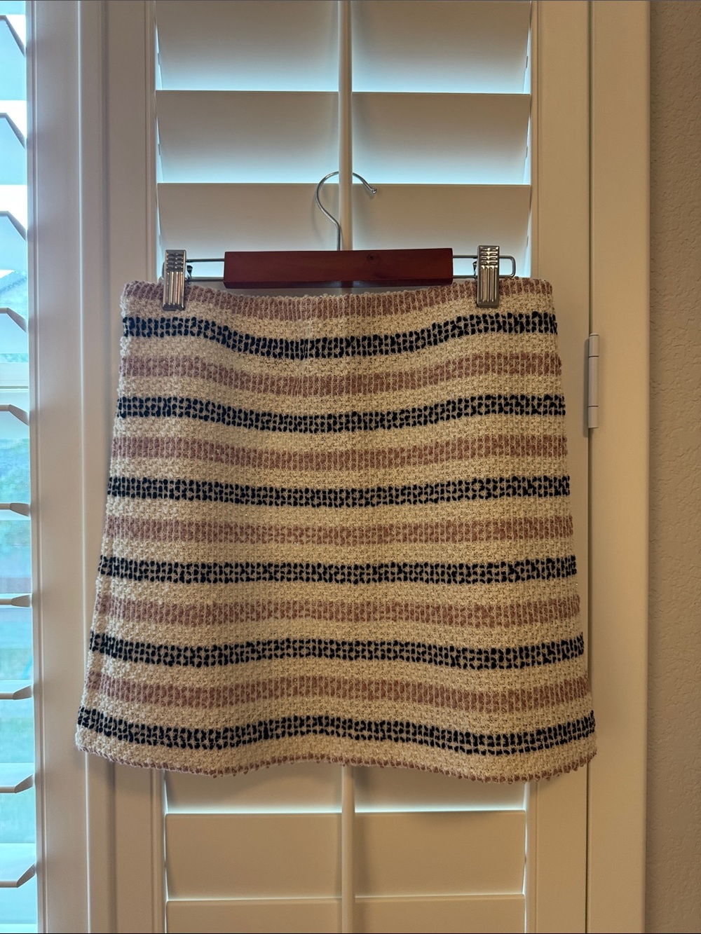 H&M Striped Mini Skirt in Beige, pink and Black